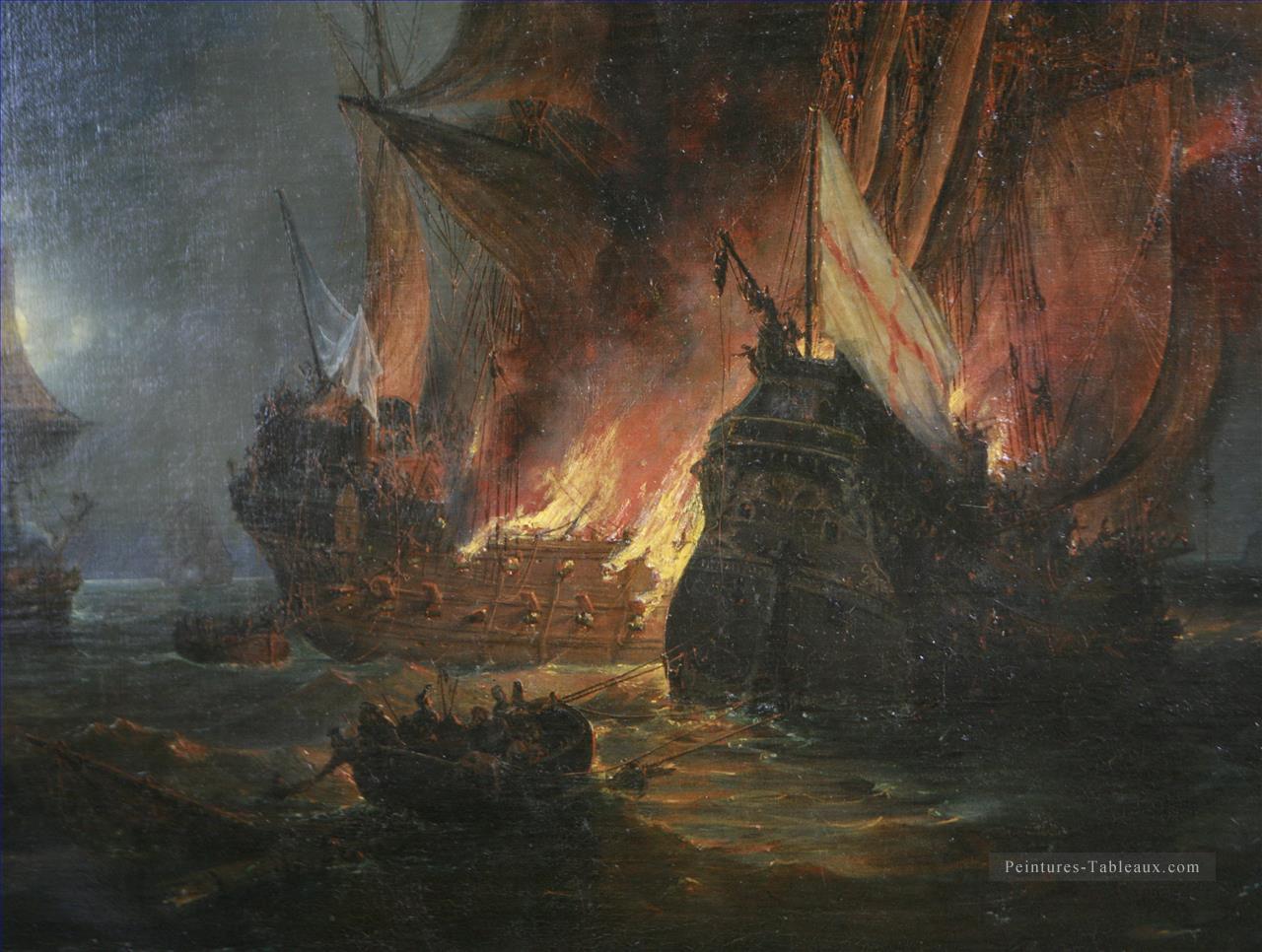 Combat de La Cordelière devant Saint Mathieu Pierre Juilien Gilbert Batailles navale Peintures à l'huile